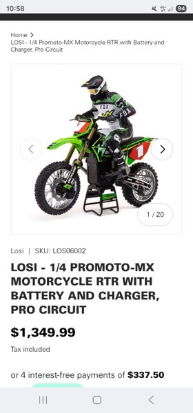 Losi Promoto- MX RC Motorcycle Green w/smart battery and charger Carousel 7
