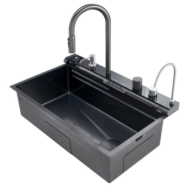 Amazingooh 2024 80X45cm Blue Whale Integrated Waterfall Kitchen Sink Honeycomb T Carousel 1