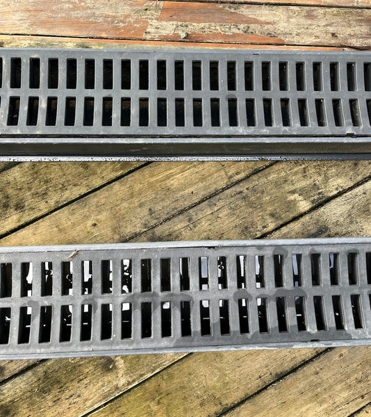 Black Driveway Channel drain with grate - 3m length x 2 Carousel 2