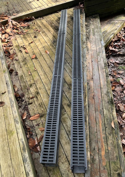 Black Driveway Channel drain with grate - 3m length x 2 Carousel 1