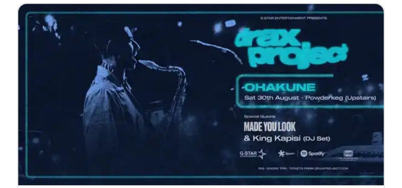 2 x Tickets Drax Project, Ohakune, 30th August - 7pm Carousel 1