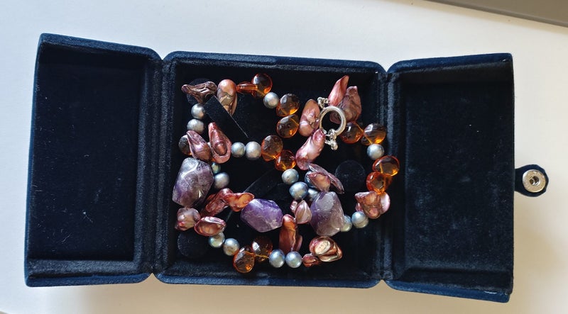 Elegant Handcrafted Necklace – Natural Pearls, Crystals and and Faceted Beads Carousel 2