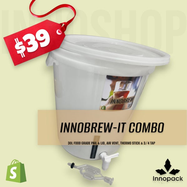 INNOBREW IT 30L FERMENTER KIT - PAIL, LID, THERMOSTICK, TAP, AIRLOCK & GROMMET Carousel 1