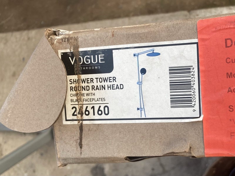 New Vogue- shower tower and rain head chrome with black faceplates Carousel 2