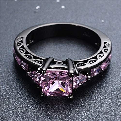 Pink CZ Statement Ring US 8 / NZ P Black Gold Princess Cut Design Carousel 2