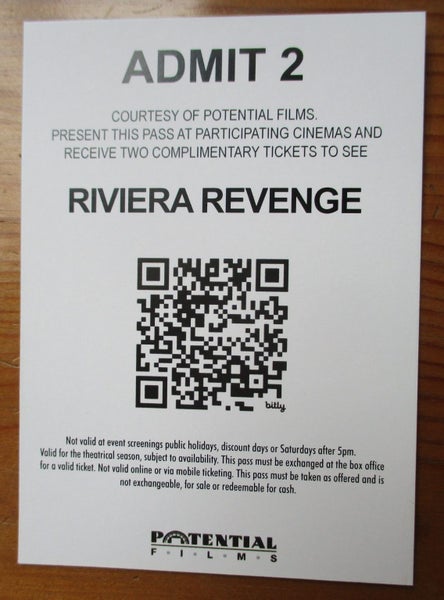 "RIVIERA REVENGE" (French movie, 2024) Movie Pass for TWO Carousel 2