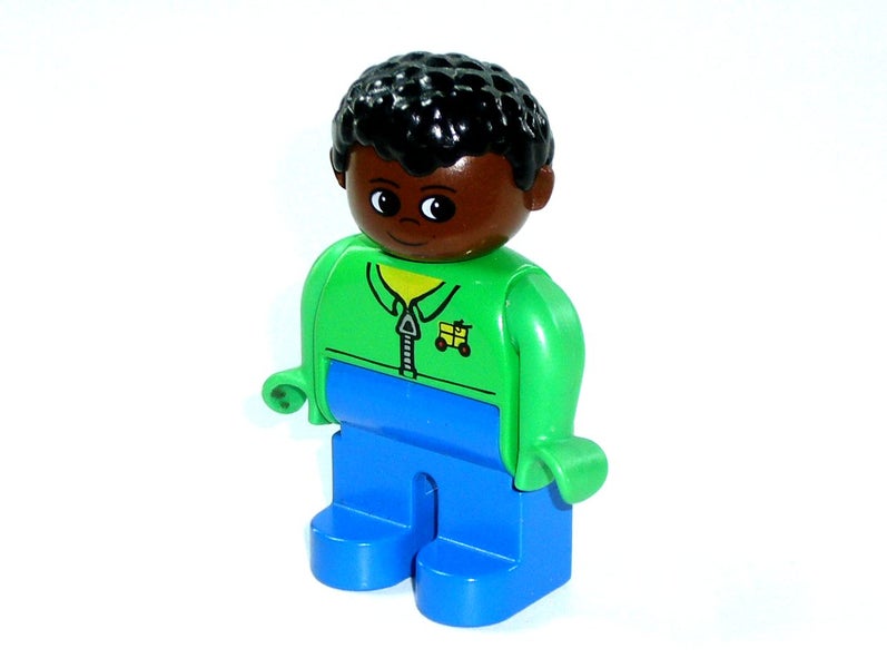 ®™DUPLO TRAIN - Figure Male, Green Jacket, Black Hair, Brown Head ~Retired 2002~ Carousel 2