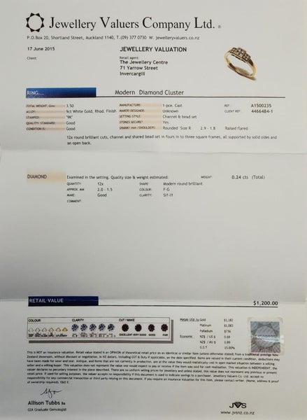 Modern White Gold Diamond Cluster Ring + Valuation Carousel 8