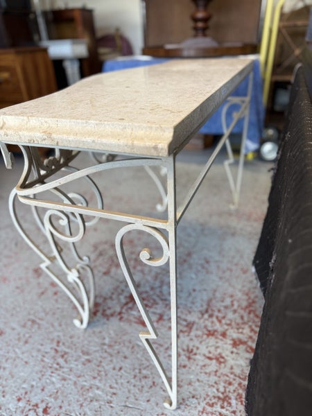 Quality Coated Wrought Iron French Style Stone Top Console Table Carousel 20