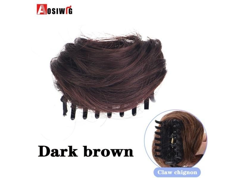 AOSIWIG Synthetic Curly Bun Messy Claw Chignon Clip Hair Bun Curly Wig Clip In Carousel 1