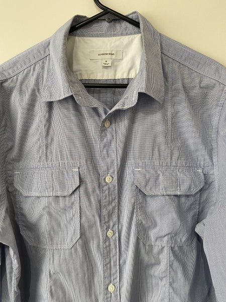 Country Road Men’s Blue Check Long Sleeve Shirt M – 100% Cotton Smart Casual63616347651458113