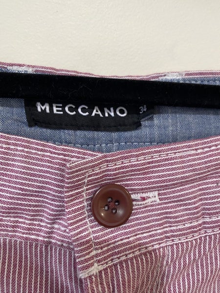 Meccano Men’s Shorts Size 34 Red White Stripe Cotton Casual Streetwear63617324109441112