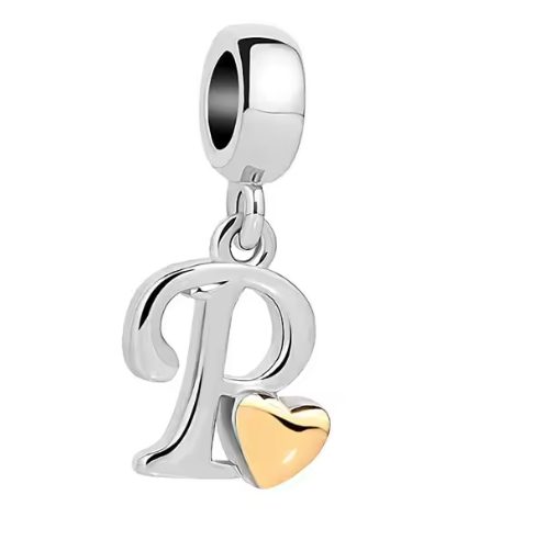 Sterling Silver Letter "P" Charm - Fit's Pandora Bracelet Carousel 1