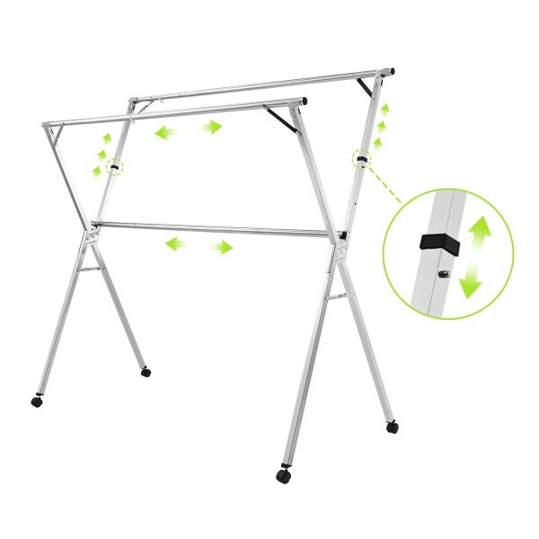 Foldable Clothes Rack Garment Laundry Drying Airer with Wheels Carousel 1