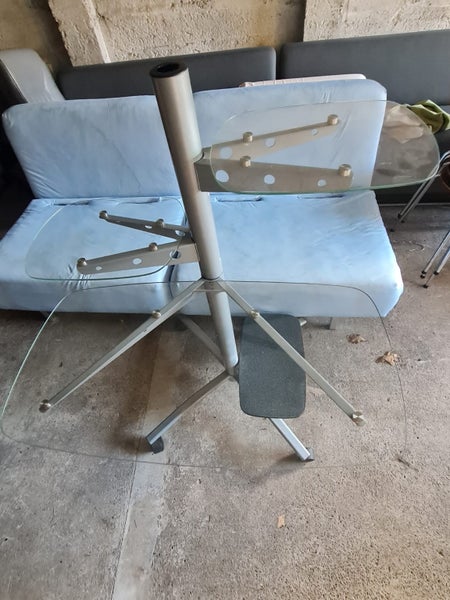 3-Tier Glass Computer Desk with Shelves Carousel 2