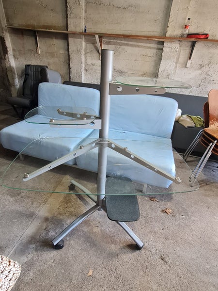 3-Tier Glass Computer Desk with Shelves Carousel 5