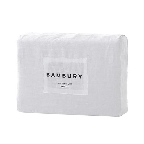 Queen Bed Linen Sheet Set White - BAMBURY Carousel 1