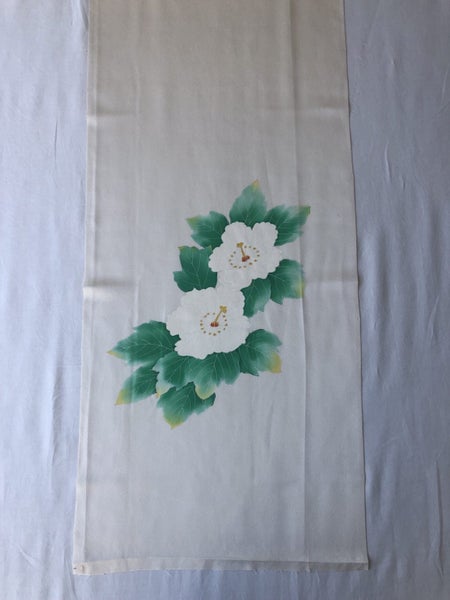 Vintage Japanese Printed Floral Silk Fabric Piece Kimono Panel Carousel 1