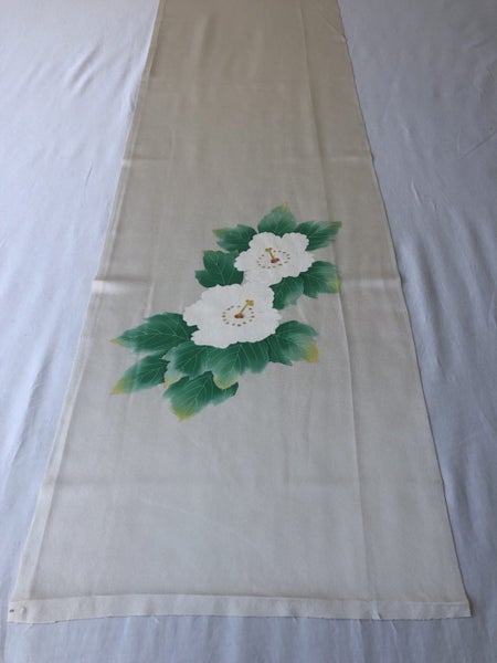 Vintage Japanese Printed Floral Silk Fabric Piece Kimono Panel Carousel 2