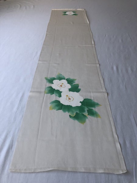 Vintage Japanese Printed Floral Silk Fabric Piece Kimono Panel Carousel 14