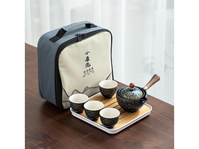 Chinese Tea Set Chinese Gongfu Tea Set Portable Teapot Set Tea Maker Infuser Carousel 1