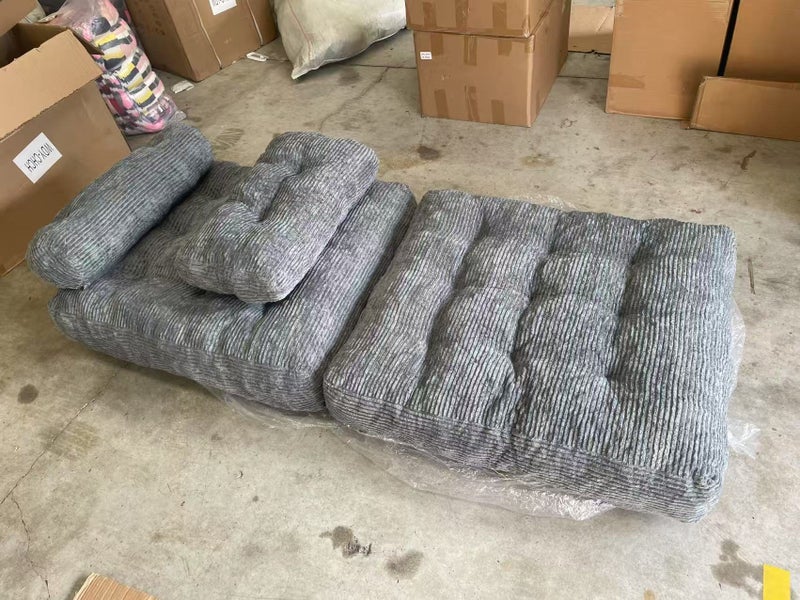 Folding Chair Bed Futon Sofa Bed for Bedroom and Living Room GREY35.4x33.5 Inch Carousel 2