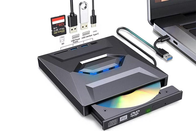 7 in 1 External CD DVD Drive USB3.0 Type-C Writer Burner Player for Laptop Carousel 1