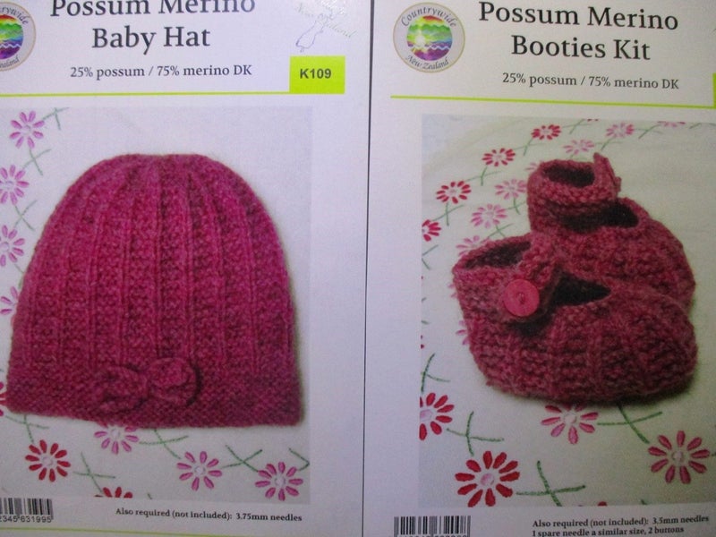 KNIT~ "Possum Merino~ Baby Hat & Booties Patterns!" for you to Knit! Carousel 1
