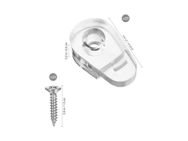 20Sets Mirror Holder Clips Kit Crystal Clear Plastic Clips Clip Glass Panel Carousel 1