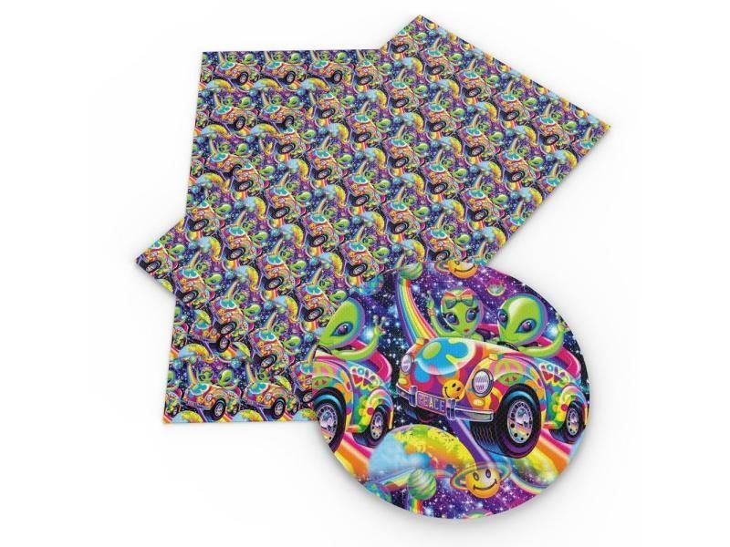 Cartoon Characters Faux Leather Sheets Tigers Dogs Owls Pattern Printed Carousel 1