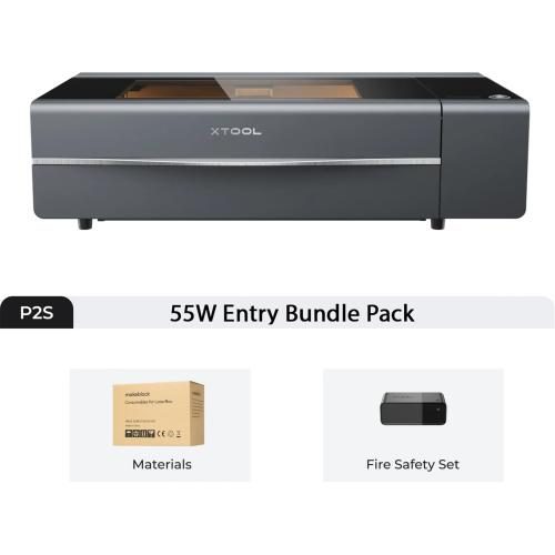 xTOOL Laser Engraver & Cutter P2S 55W Grey, ClassIV Entry Bundle Pack Grey, Carousel 1