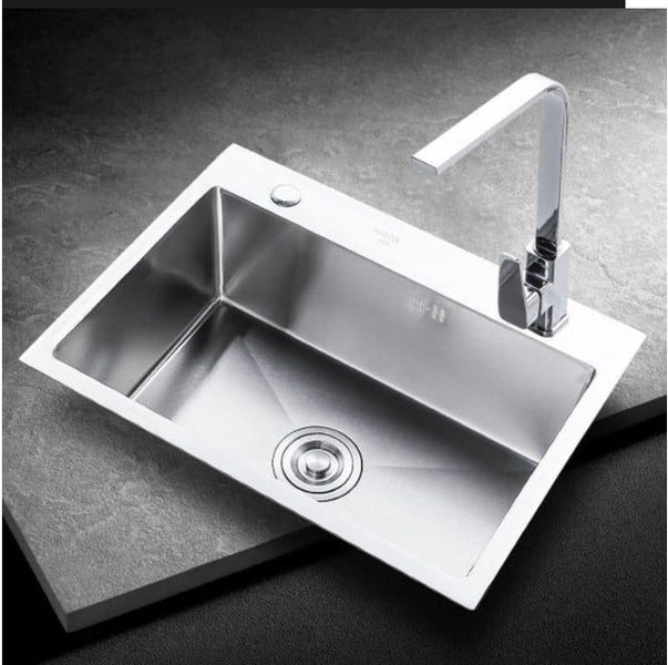 Stainless Steel Sink Single Bowl Kitchen With Tap Sink Soap Dispenser Drain Rack Carousel 2