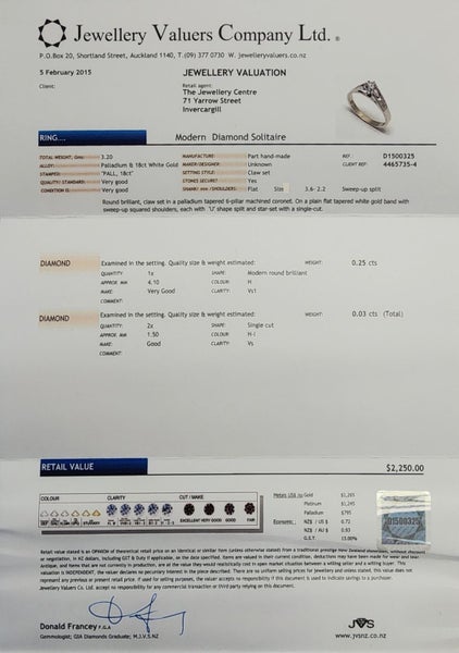 Palladium & White Gold Diamond Solitaire Ring + Valuation Carousel 7