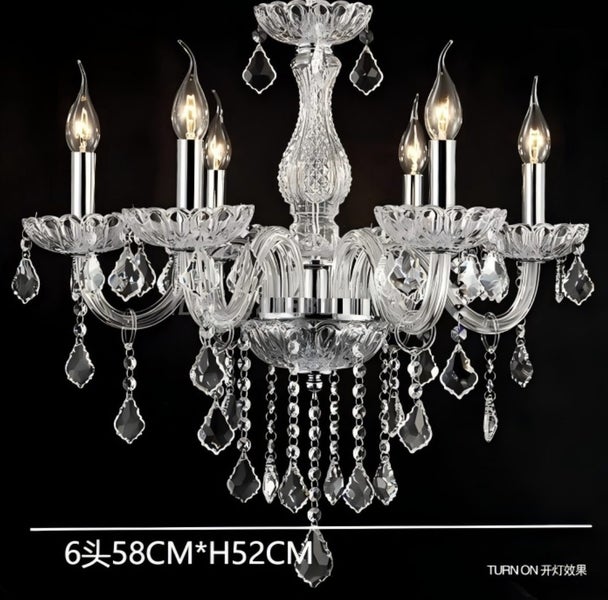 Clear Chandelier Living Room Crystal Ceiling Lamp LED 6 lights Carousel 1