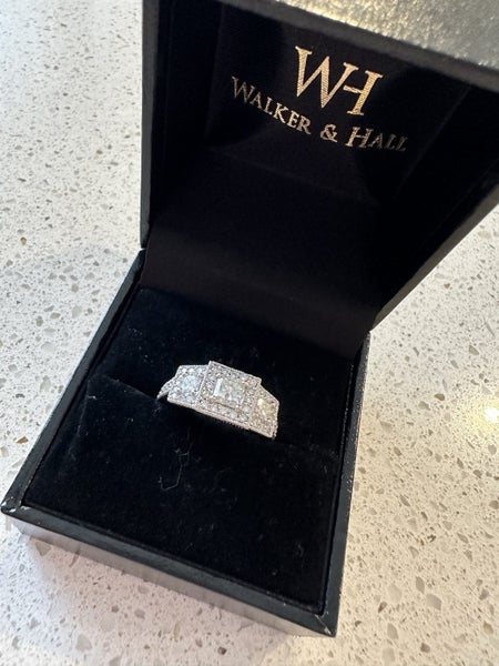 Vintage Platinum & Diamond Cluster Engagement Ring Carousel 1