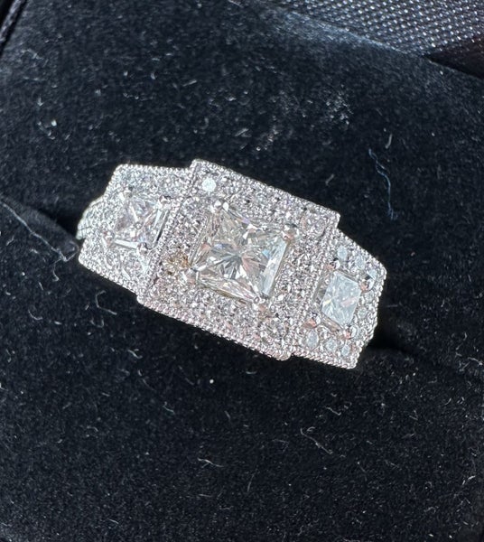 Vintage Platinum & Diamond Cluster Engagement Ring Carousel 2