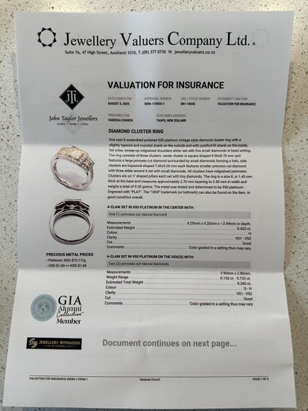 Platinum Diamond Ring – $11,300 Valuation – Stunning63617775377155112