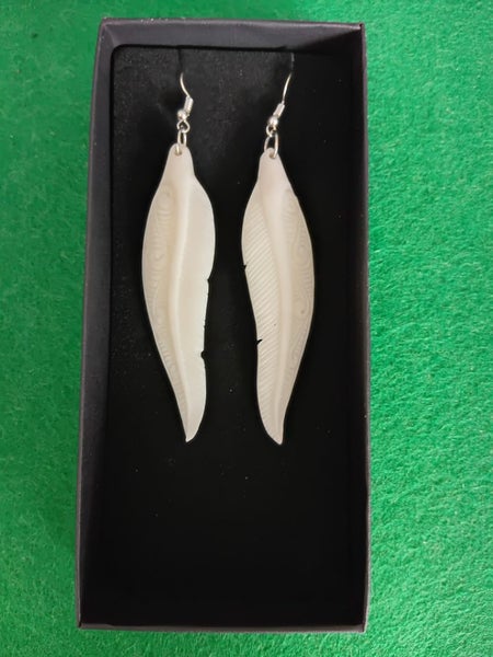 Bone Carving 'Feather' Earrings in Giftbox Carousel 2