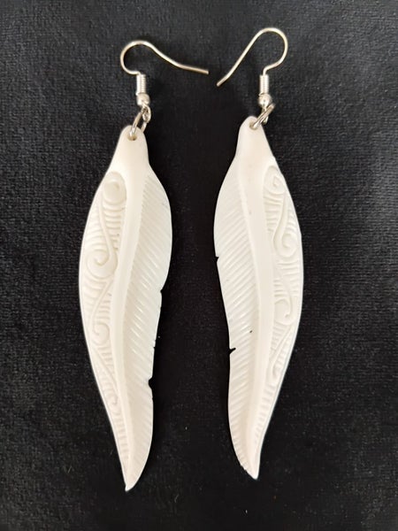 Bone Carving 'Feather' Earrings in Giftbox Carousel 1