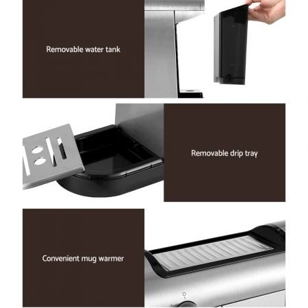 Devanti Coffee Machine Espresso Maker 20 Bar Milk Frother Cappuccino Latte Cafe Carousel 7