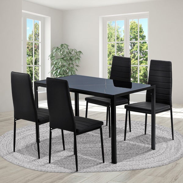 Marble Dining Table Set 4 Chairs Carousel 1