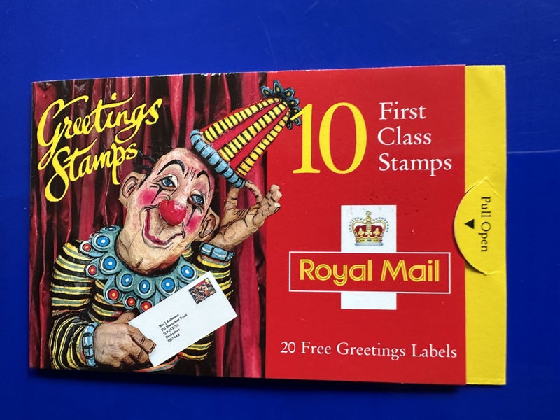 GB Stamp Booklet 10 x 1st. KX7 1995 Greetings Clown Carousel 1