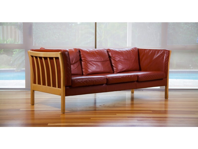 Danish Three Seater Leather Sofa By Stouby Carousel 1