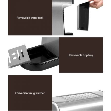 Devanti Coffee Machine Espresso Maker 20 Bar Milk Frother Cappuccino Latte Cafe Carousel 7