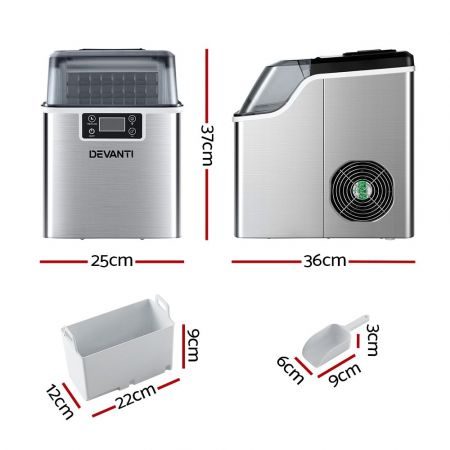 Devanti Ice Maker Machine Commercial Portable Ice Cube Tray Countertop 3.2L Carousel 2