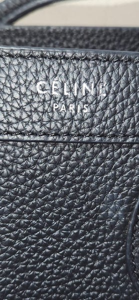 Black CELINE Nano Luggage Bag in Drummed Calfskin63616659456387113