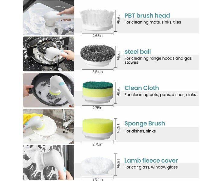 5 In 1 Electric Spin Scrubber Portable Power Cleaning Brush Handheld Scrubber Carousel 2