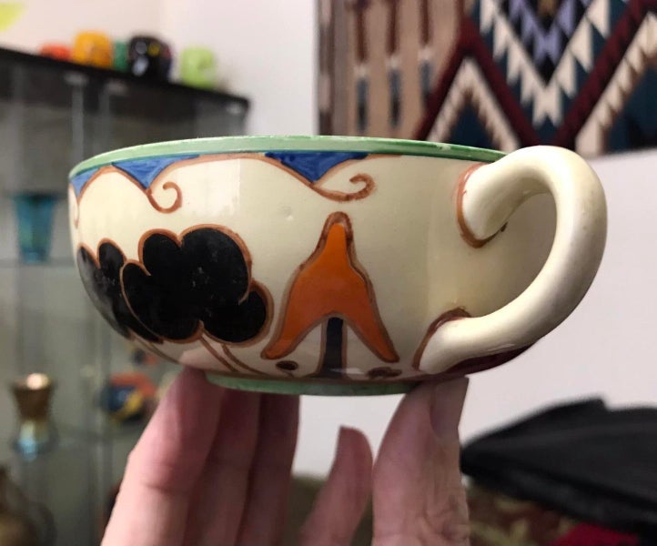 CLARICE CLIFF Summerhouse Fantasque Bizarre Handled Dish64473796189953110