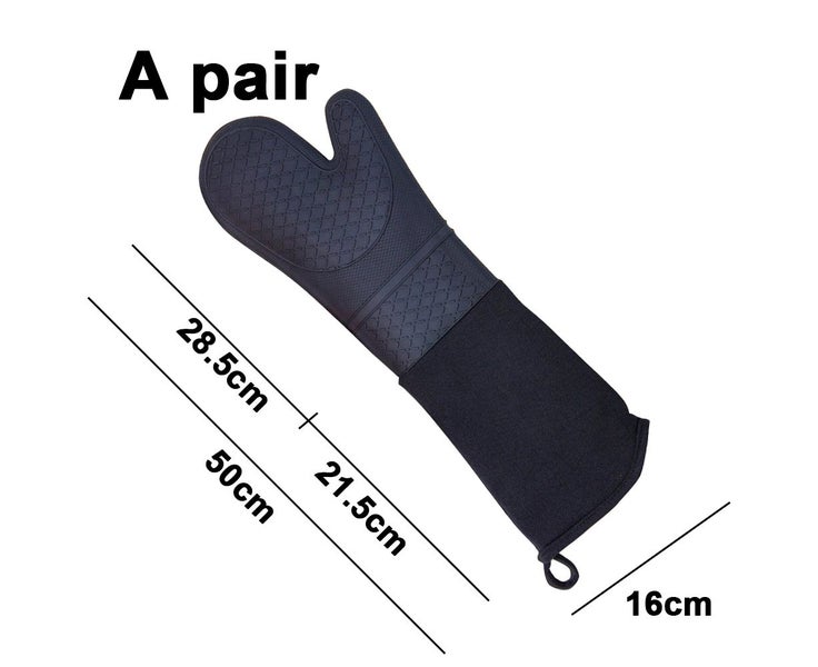 Extra Long Silicone Oven Mitts -Heat Resistant Mitts, Non-Slip Cooking Mitts, Carousel 2