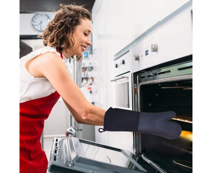 Extra Long Silicone Oven Mitts -Heat Resistant Mitts, Non-Slip Cooking Mitts, Carousel 5